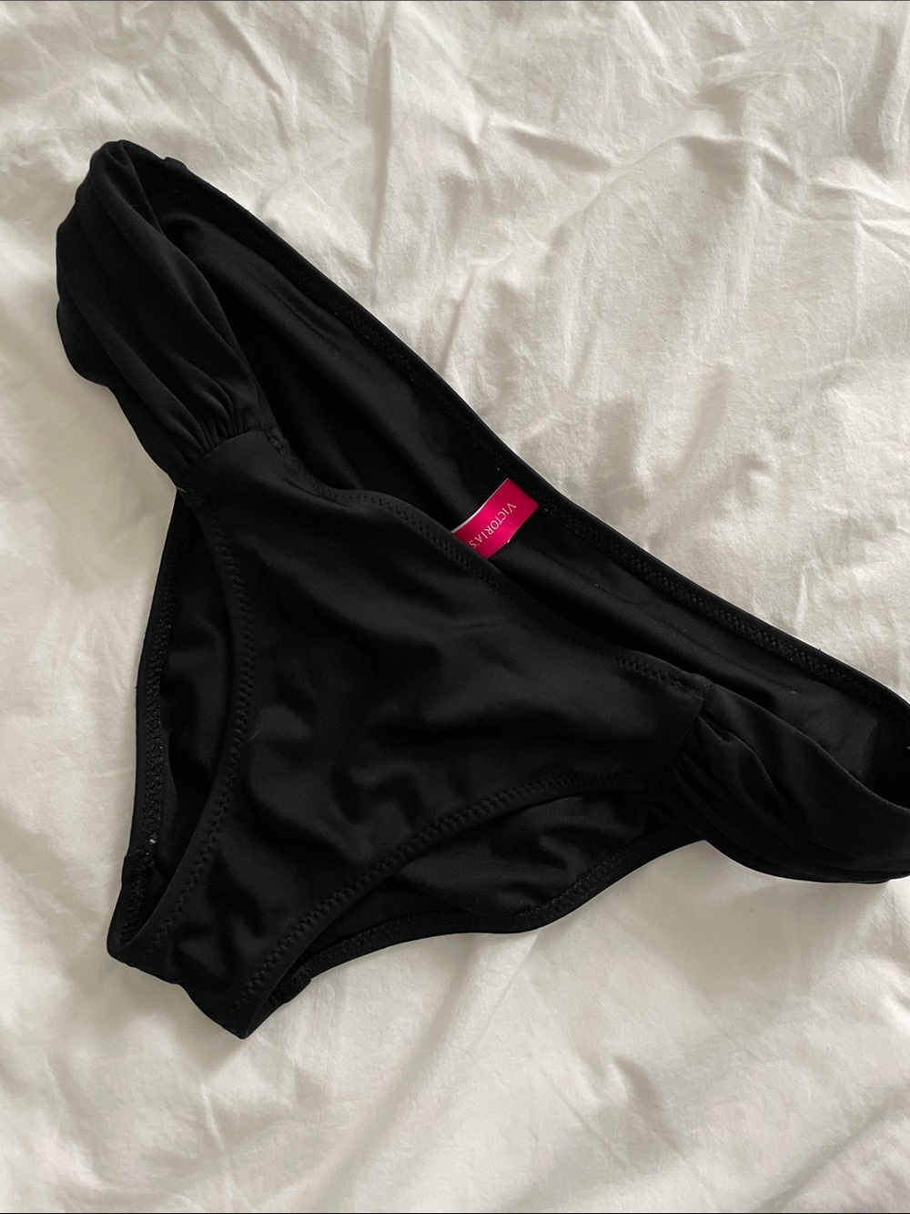 Victoria's Secret Black Bikini Bottoms with Side Gather